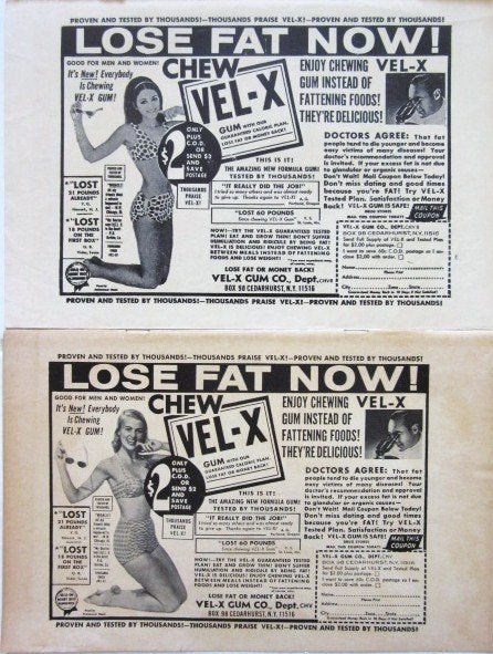 65+ VS advertenties reclames dieet afvallen etc. 50-60s, Ophalen of Verzenden, Gebruikt, Overige typen