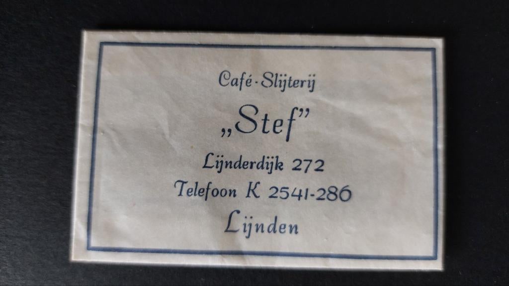 Lijnden, Café slijterij "Stef", Verzamelen, Suikerzakjes, Verzenden, Nederland