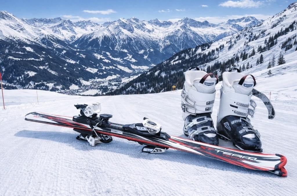 Ski's 120cm (gewaxt) + skischoenen 24.5 vakantie-klaar!, Overige merken, Gebruikt, 100 tot 140 cm, Ophalen of Verzenden