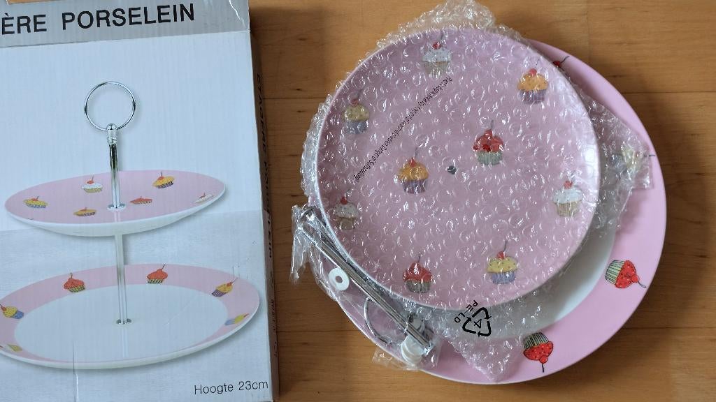 Etagère porselein, gebak tapas serveer borden, Ophalen of Verzenden, Nieuw