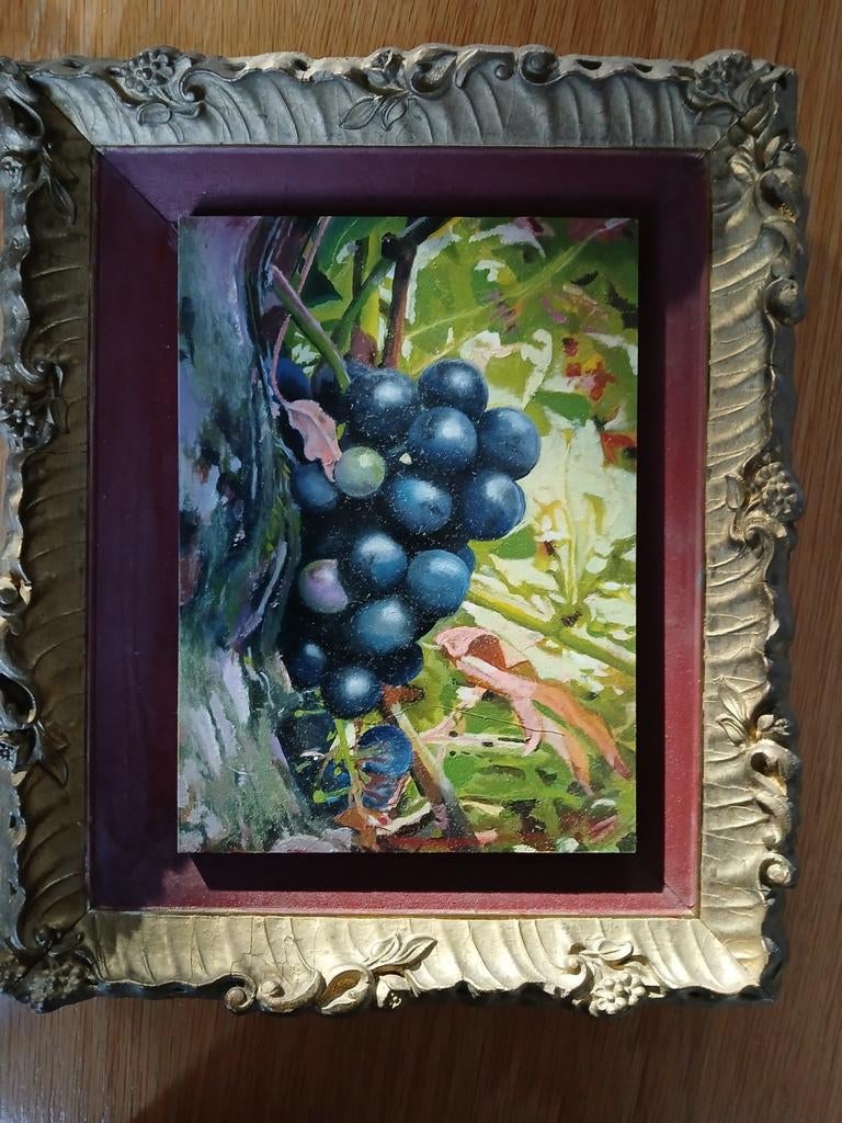 blauwe druiven in lijst, Antiek en Kunst, Kunst | Schilderijen | Klassiek, Ophalen of Verzenden