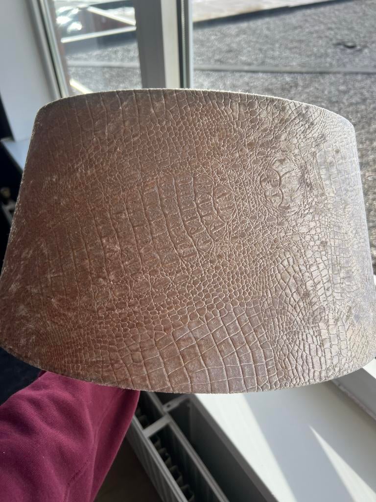 Champagne velvet slangen lampenkap, Huis en Inrichting, Lampen | Lampenkappen, Ophalen, 25 tot 50 cm, Beige, Rond