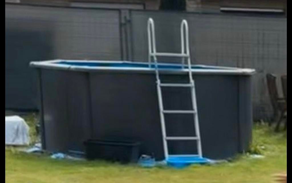 Staalwand zwembad 'Kea' grafiet achthoekig Ø 300 x 120 cm, Tuin en Terras, Zwembaden, Ophalen, Minder dan 80 cm, Opzetzwembad