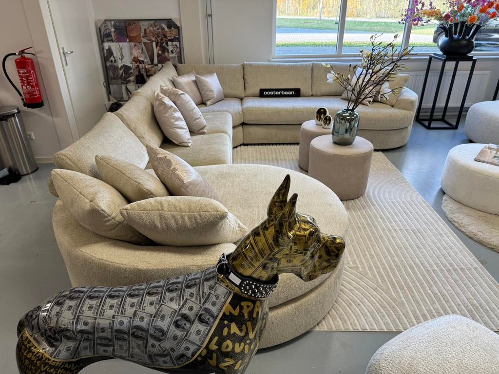 Luxe Velvet Teddy U-bank Cocona 170x380x300cm Beige Sand NEW, Huis en Inrichting, Oosterbaan, Info@oosterbaanwonen.nl, Venus 31 8448CE Heerenveen