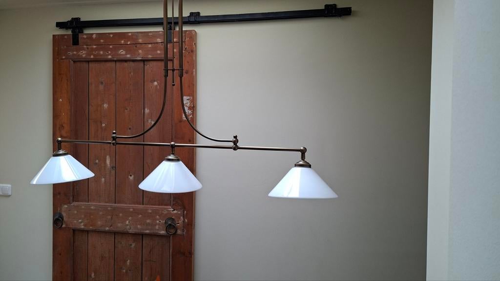 Eetkamerlamp met 3 kapjes - Dimbaar, Huis en Inrichting, Klassiek, Ophalen of Verzenden, Zo goed als nieuw, Glas