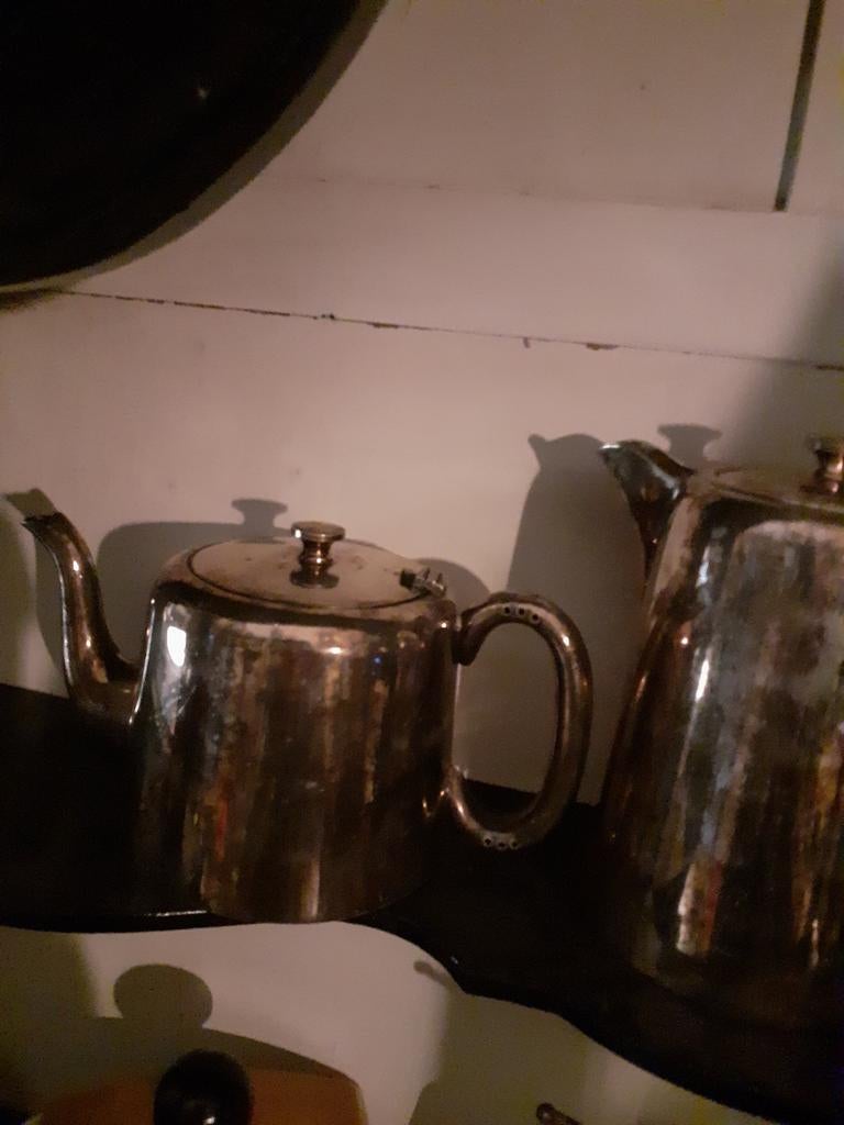Set brocante hotel zilver koffie  servies zonder theepot, Ophalen of Verzenden