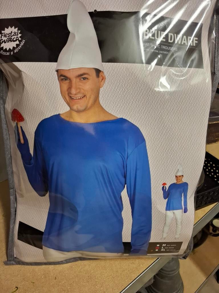 Blauw smurfenpak Kostuum - Carnaval!, Carnaval, Maat 48/50 (M), Zo goed als nieuw, Kleding