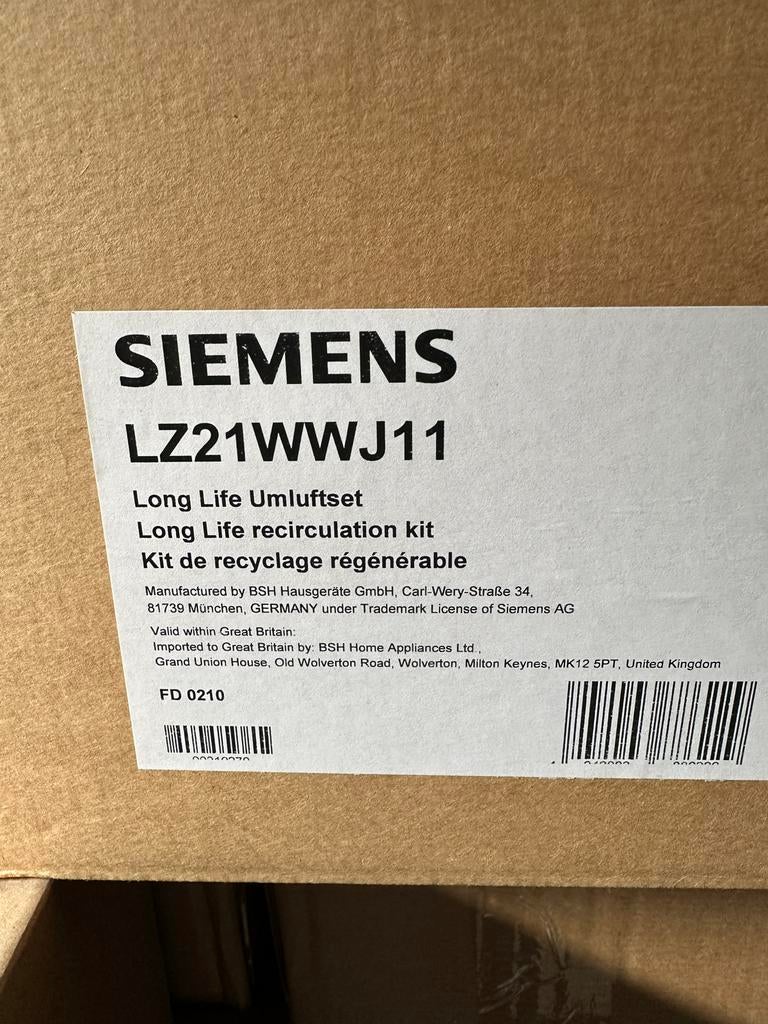 Siemens LZ21WWJ11 Long Life Umluftset, Minder dan 200 m³ per uur, Onderbouw afzuigkap, Nieuw, Ophalen of Verzenden