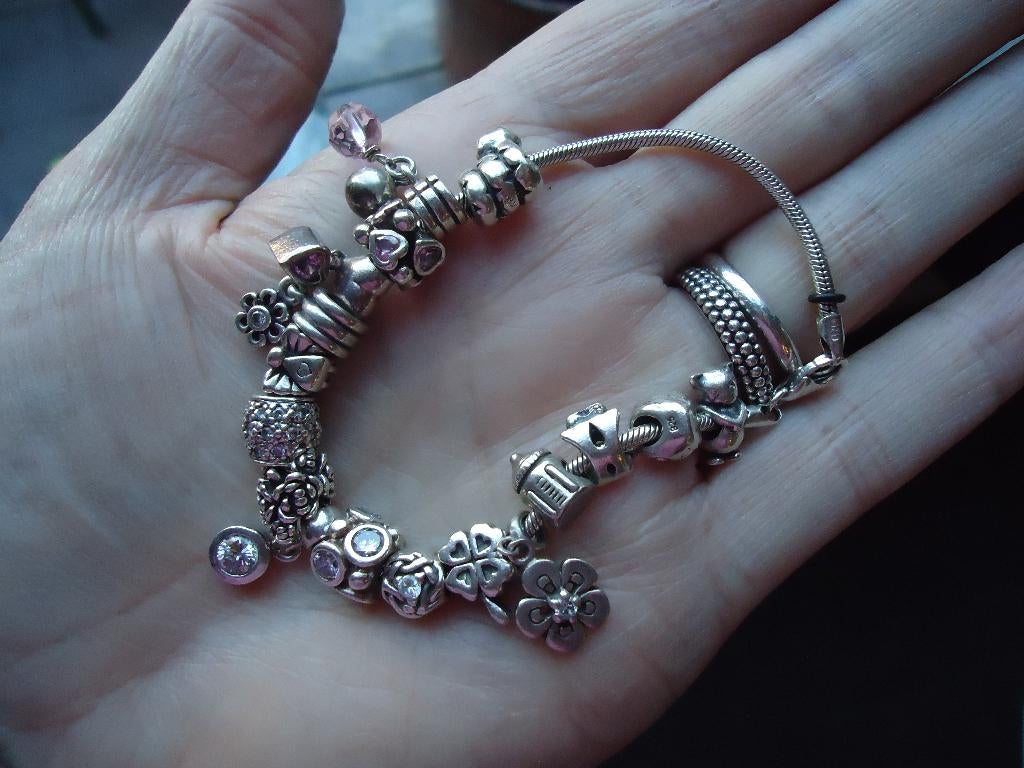 mooie echt zilveren armband met allemaal echt zilveren beads, Ophalen of Verzenden, Zo goed als nieuw, Met bedels of kralen, Zilver