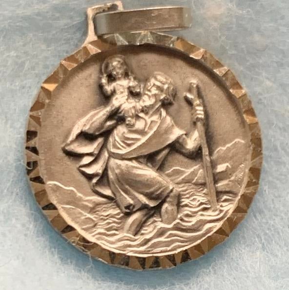 Mooie kleine Christoffel hanger metaal Maria, Gebruikt, Ophalen of Verzenden, Zilver, Overige materialen