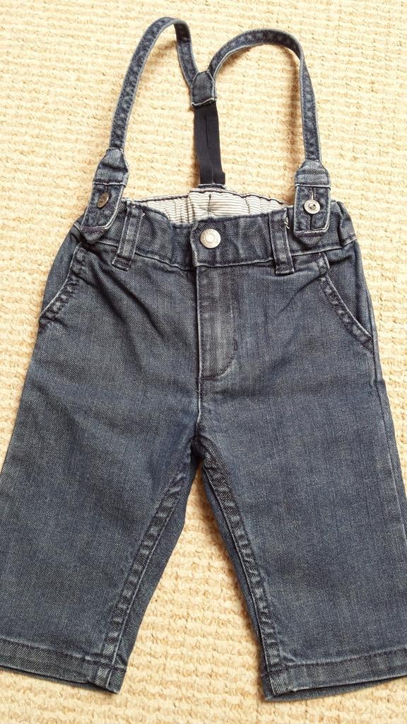 Spijkerbroekje met bretels - mt. 62 - H&M, Broekje, H&M, Nieuw, Ophalen of Verzenden