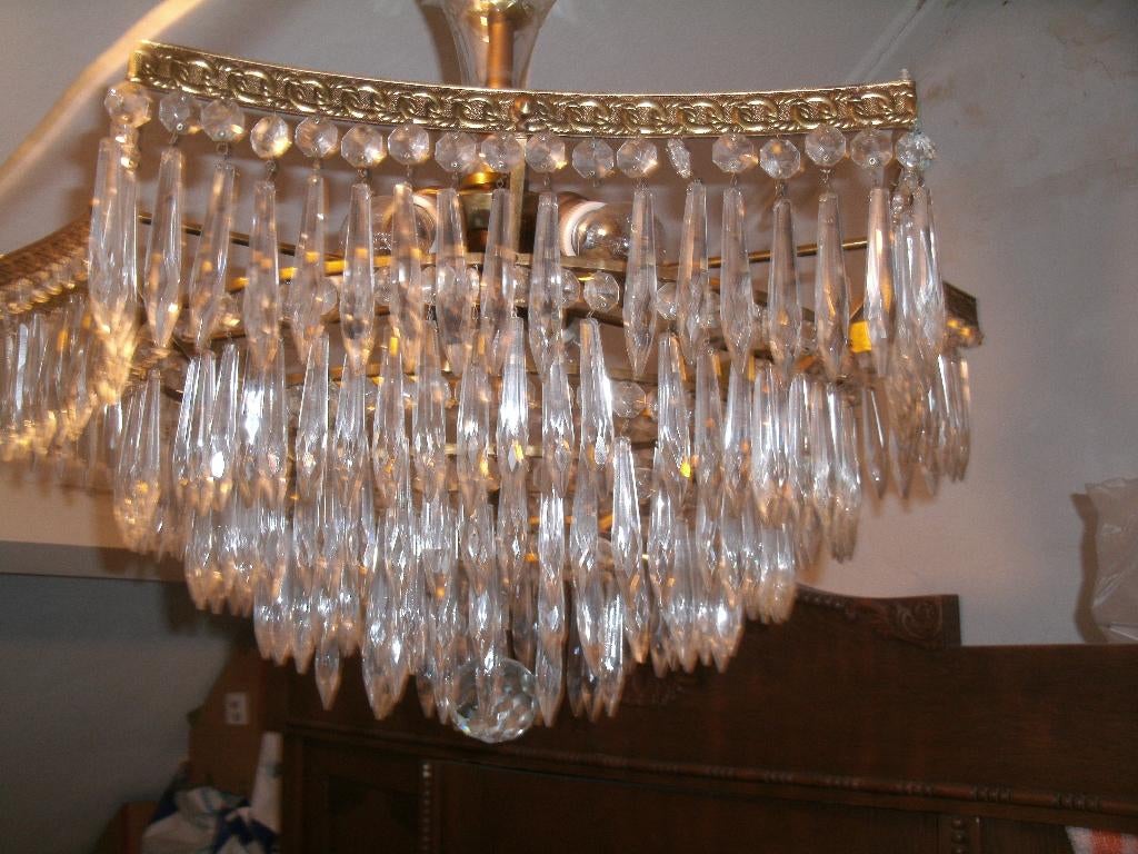 6 hoekige kroon luchter hang lamp 50 cm, Huis en Inrichting, Lampen | Kroonluchters, Ophalen of Verzenden