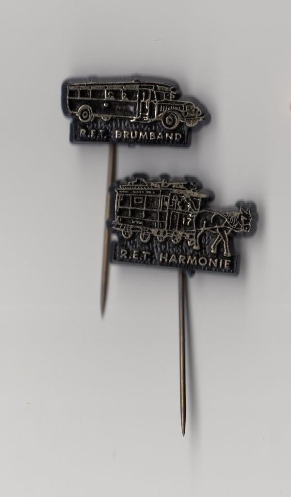RET Rotterdam Harmonie Drumband speldjes, Verzamelen, Speldjes, Pins en Buttons, Gebruikt, Niet vindbaar, Niet vindbaar, Speldje of Pin