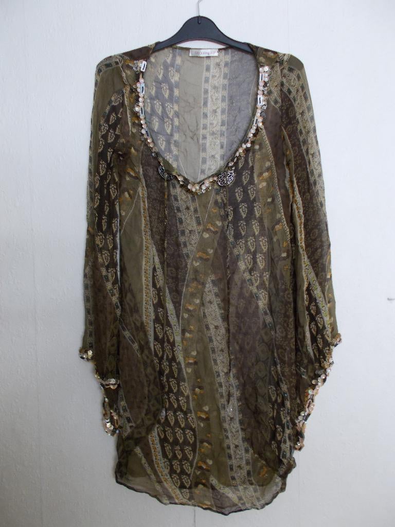 Ibiza look bewerkt print tuniek/jurkje van Beauregard! S, Ophalen of Verzenden, Zo goed als nieuw, Maat 36 (S), Bruin
