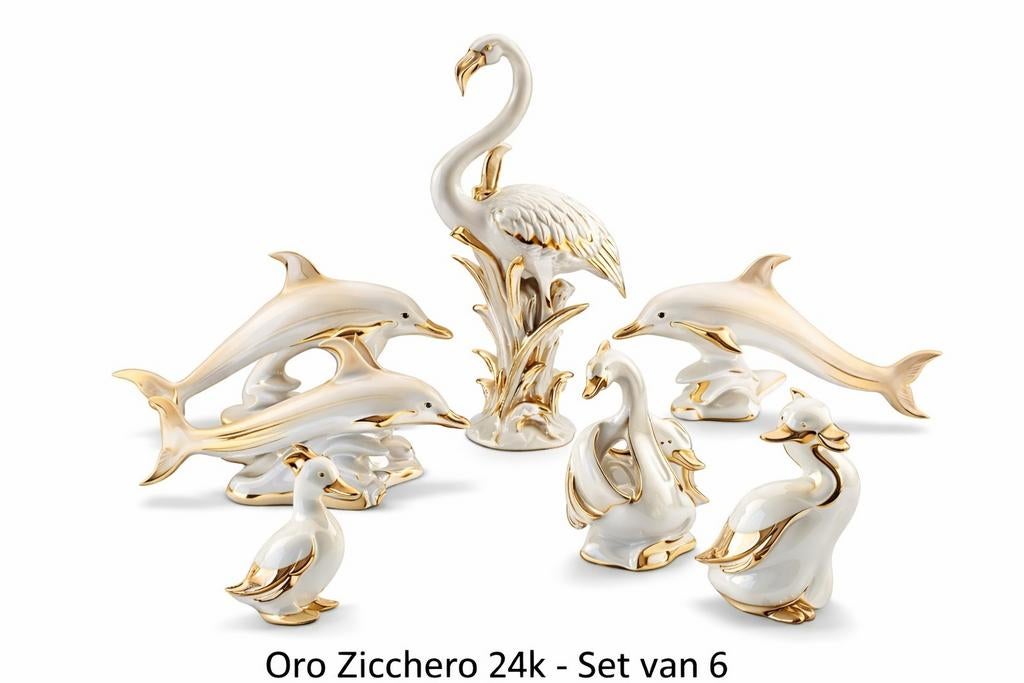 Belden Oro Zicchero 24k - Set van 6 beelden, Tuin en Terras, Tuinbeelden, Ophalen of Verzenden, Zo goed als nieuw, Overige materialen