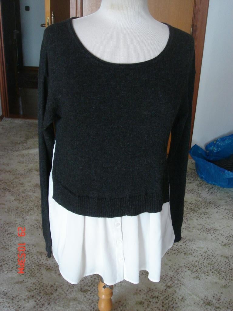 Twin-Set trui/blouse - maat M grijs/wit, Kleding | Dames, Truien en Vesten, Maat 38/40 (M), Ophalen of Verzenden, Zo goed als nieuw