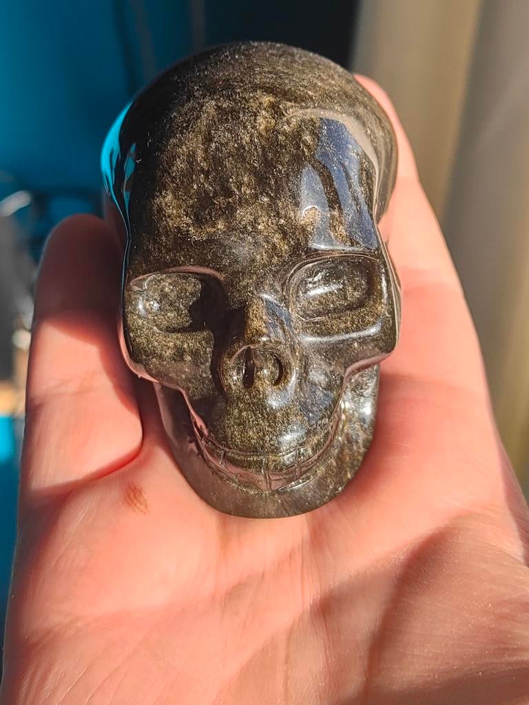 Goud obsidiaan schedel, Ophalen of Verzenden