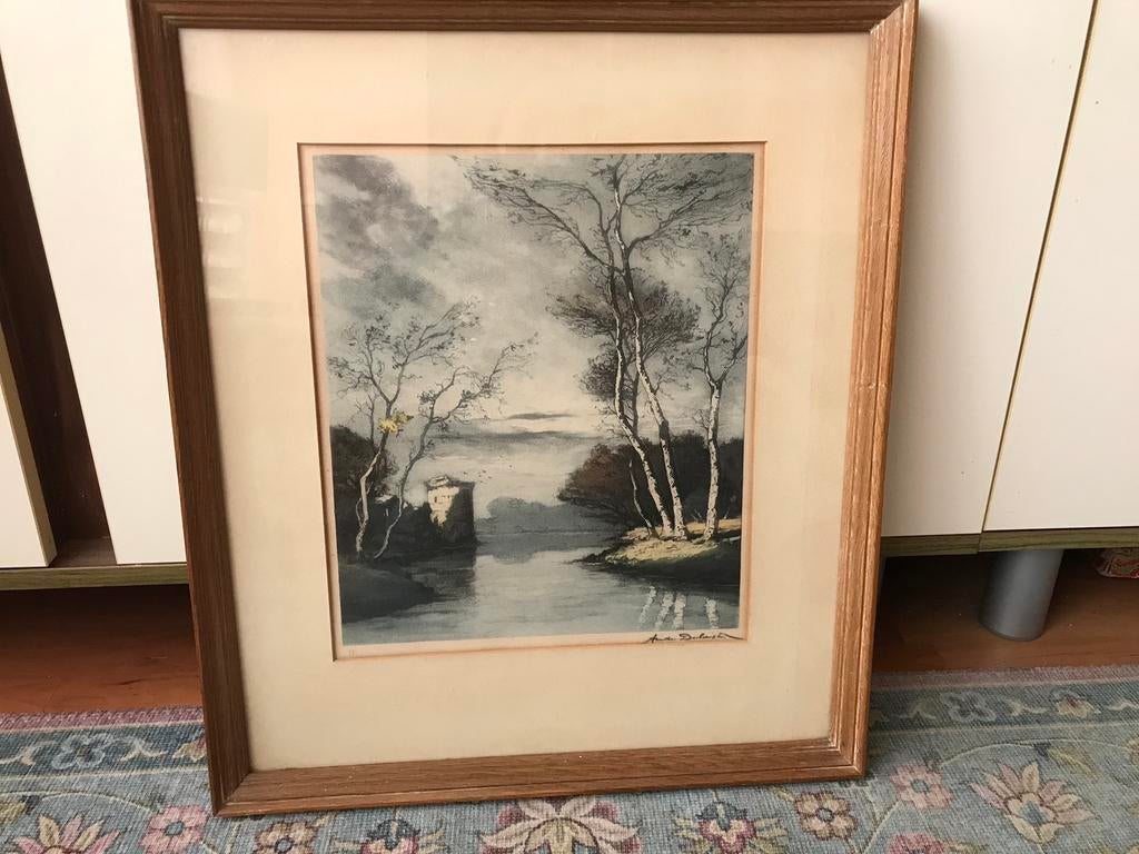Prachtig oud kunstwerk van Andre Delaistre, Antiek en Kunst, Kunst | Tekeningen en Foto's, Ophalen