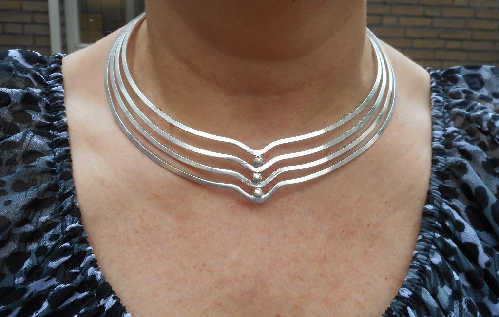 Zilveren prachtige zware modernist spang jaren 70 nr.051, Sieraden, Tassen en Uiterlijk, Verzenden, Zo goed als nieuw, Zilver