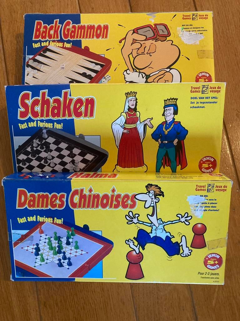 3 nieuwe reisspellen.Backgammon, Halma en schaken., Hobby en Vrije tijd, Gezelschapsspellen | Bordspellen, Ophalen of Verzenden