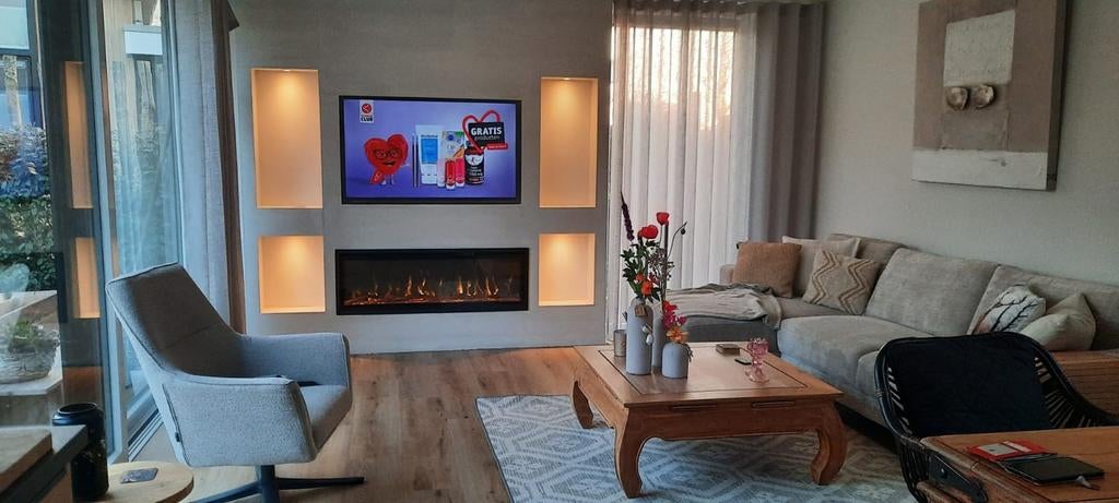 Cinewall, tv kast, renovatie +31687823495 whatsapp, Huis en Inrichting, Ophalen of Verzenden, Zo goed als nieuw, Vrijstaande haard
