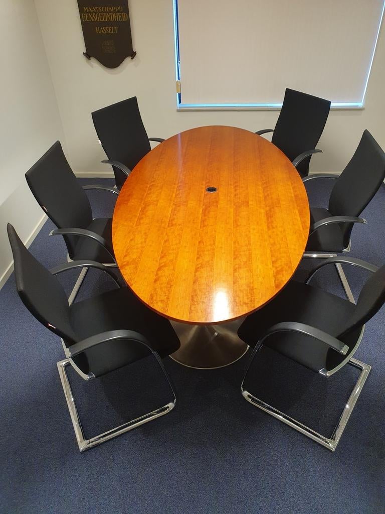 Eetkamertafel / vergadertafel 220x110 2x kolompoot, Huis en Inrichting, Tafels | Eettafels, 100 tot 150 cm, 200 cm of meer, Ophalen of Verzenden