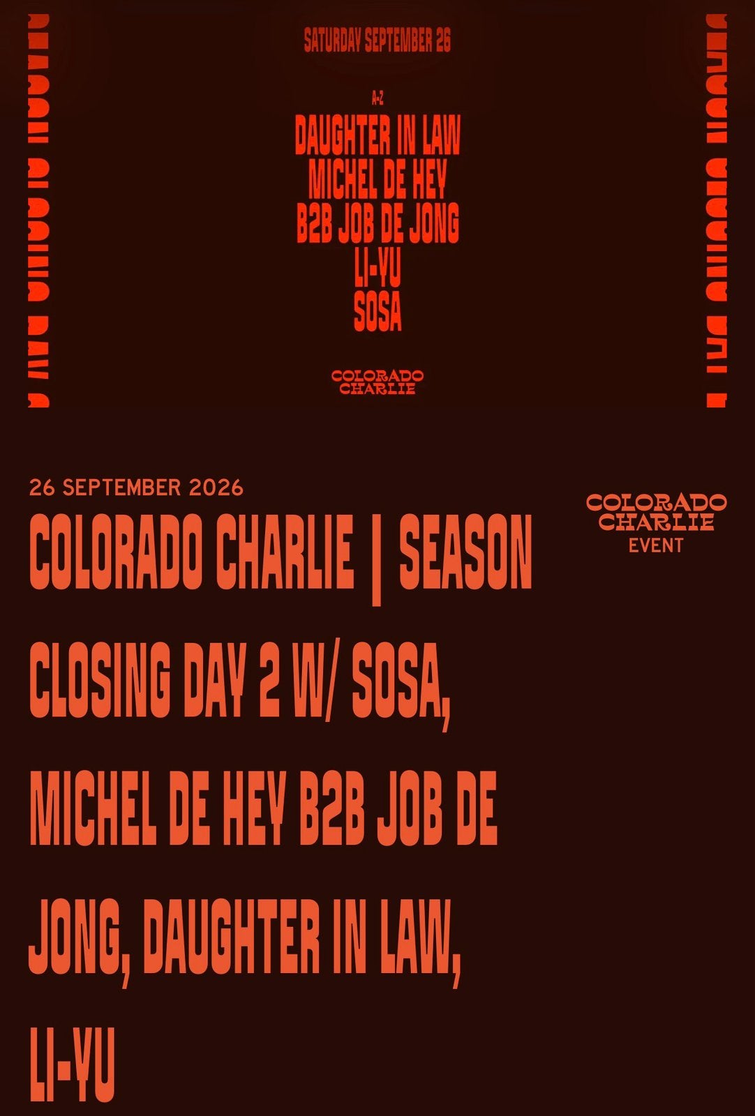 Colorado Charlie - closing dag 2 (26 september), Tickets en Kaartjes, Eén persoon, September