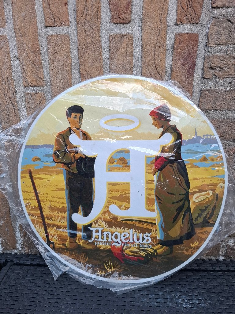 zeldzaam rond reclamebord Angelus bier, Ophalen of Verzenden, Nieuw, Reclamebord, Plaat of Schild, Overige merken