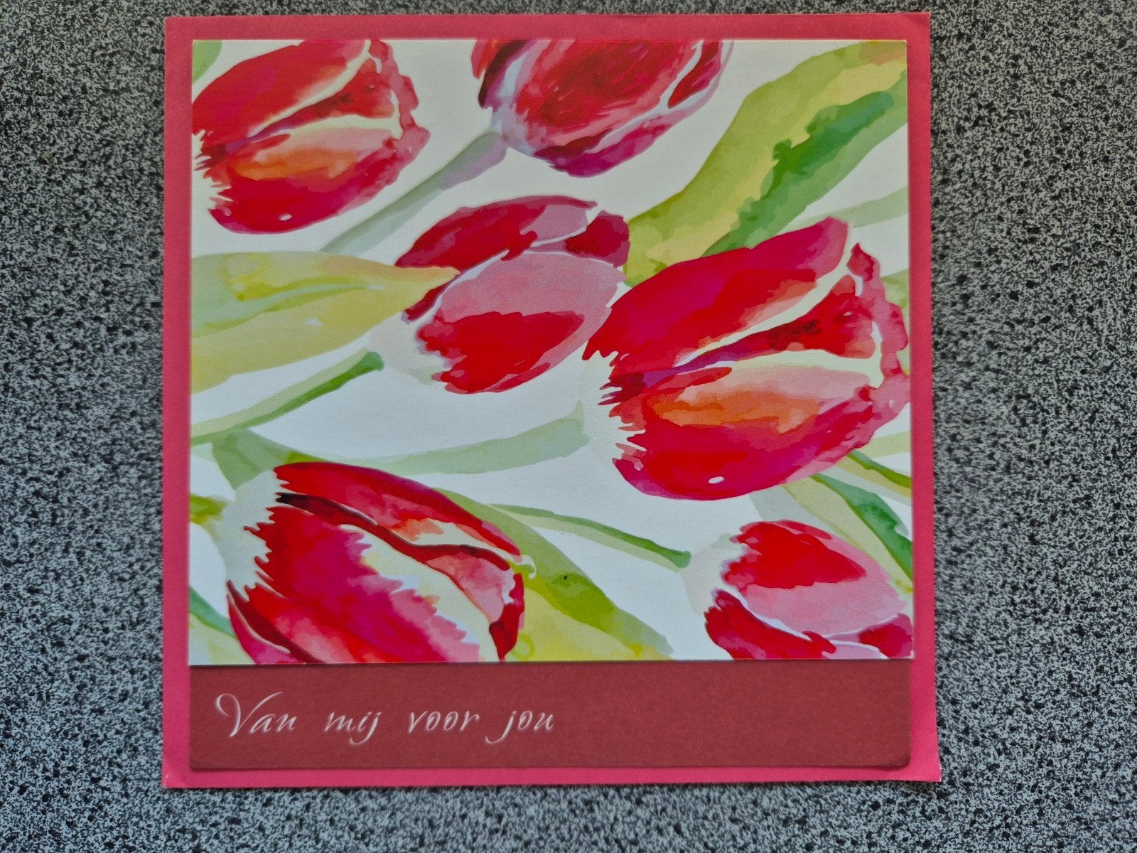 Bloemen wenskaart rode tulpen van mij voor jou, Ophalen of Verzenden
