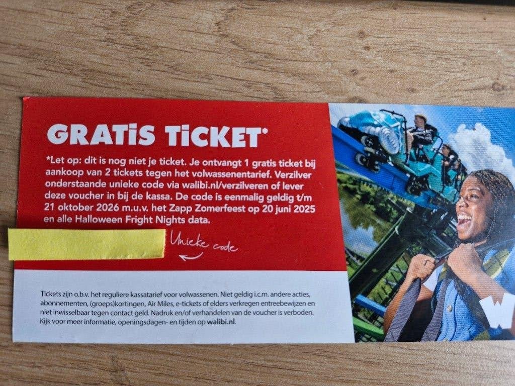 1+1 gratis Walibi vouchers, Tickets en Kaartjes, Twee personen