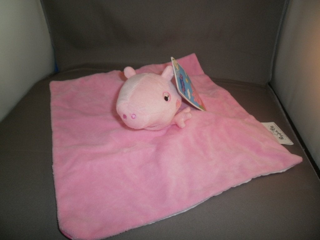peppa pig doekje blauw/roze velours onderkant gestreept met, Overige merken, Overige karakters, Overige typen, Nieuw