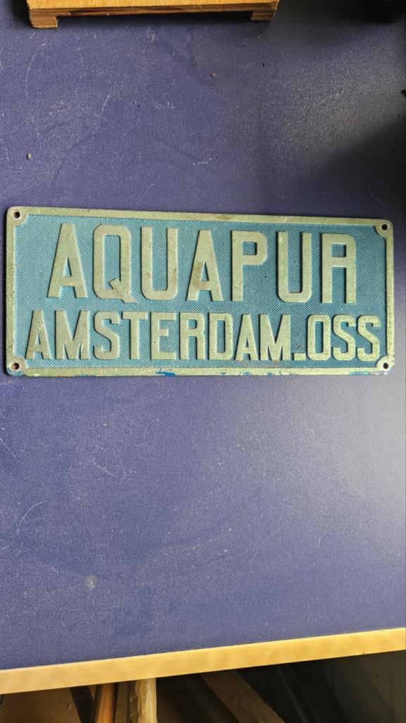 Vintage Aquapur Amsterdam Oss Emaille Reclamebord, Ophalen