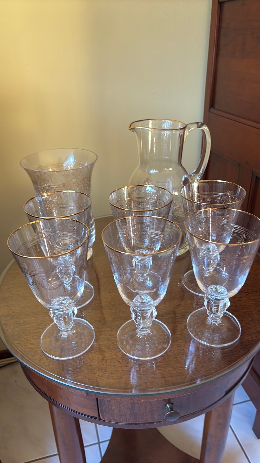 Prachtige Vintage Drankset met Gouden Rand en Gravure, Ophalen, Zo goed als nieuw, Overige typen