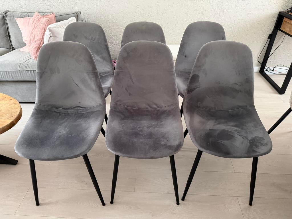 6 nette grijze eetkamer stoelen, Huis en Inrichting, Stoelen, Ophalen, Gebruikt, Vijf, Zes of meer stoelen, Stof