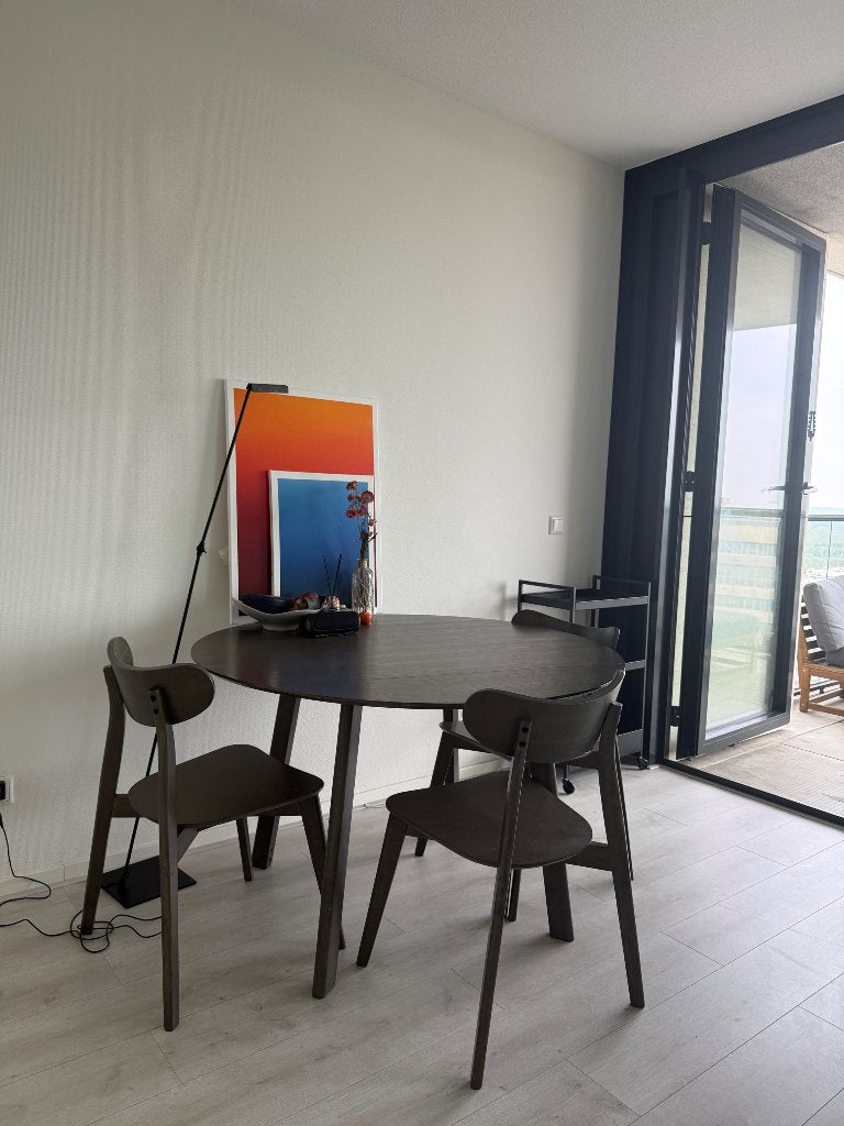 Eettafel met 3 stoelen, Ophalen, Gebruikt, 100 tot 150 cm, Rond