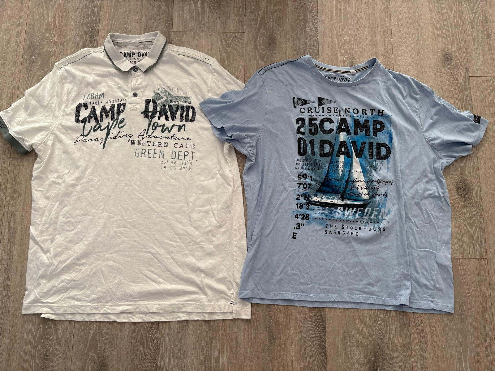 Camp David T-shirts 4XL - Wit en Lichtblauw, Ophalen of Verzenden, Zo goed als nieuw, Overige maten, Wit