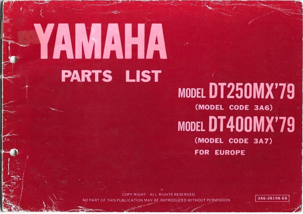 Yamaha DT250 DT400 Parts List (663s), Motoren, Verzenden, Yamaha