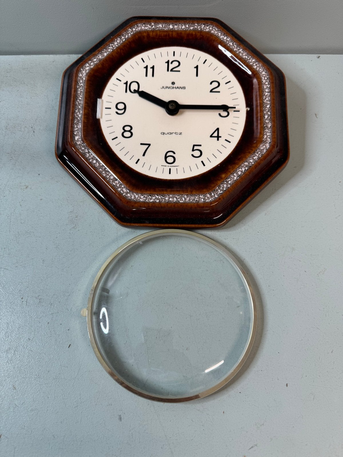 Vintage West-Duitse Junghans wandklok - glasplaatje los, Ophalen of Verzenden