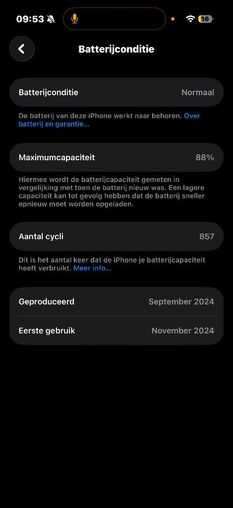 Iphone 16pro wit 128gb, Telecommunicatie, IPhone 16 Pro, 128 GB, Wit, 88 %