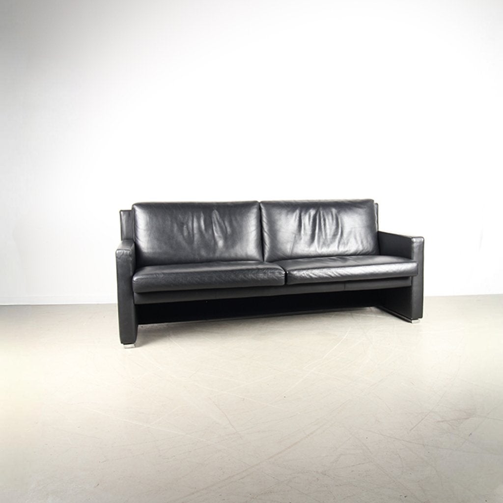 1x Leolux Timandra Bank 3-zits/198cm Leder – Zwart, Niet ingevuld, 150 tot 200 cm, Niet ingevuld, Driepersoons