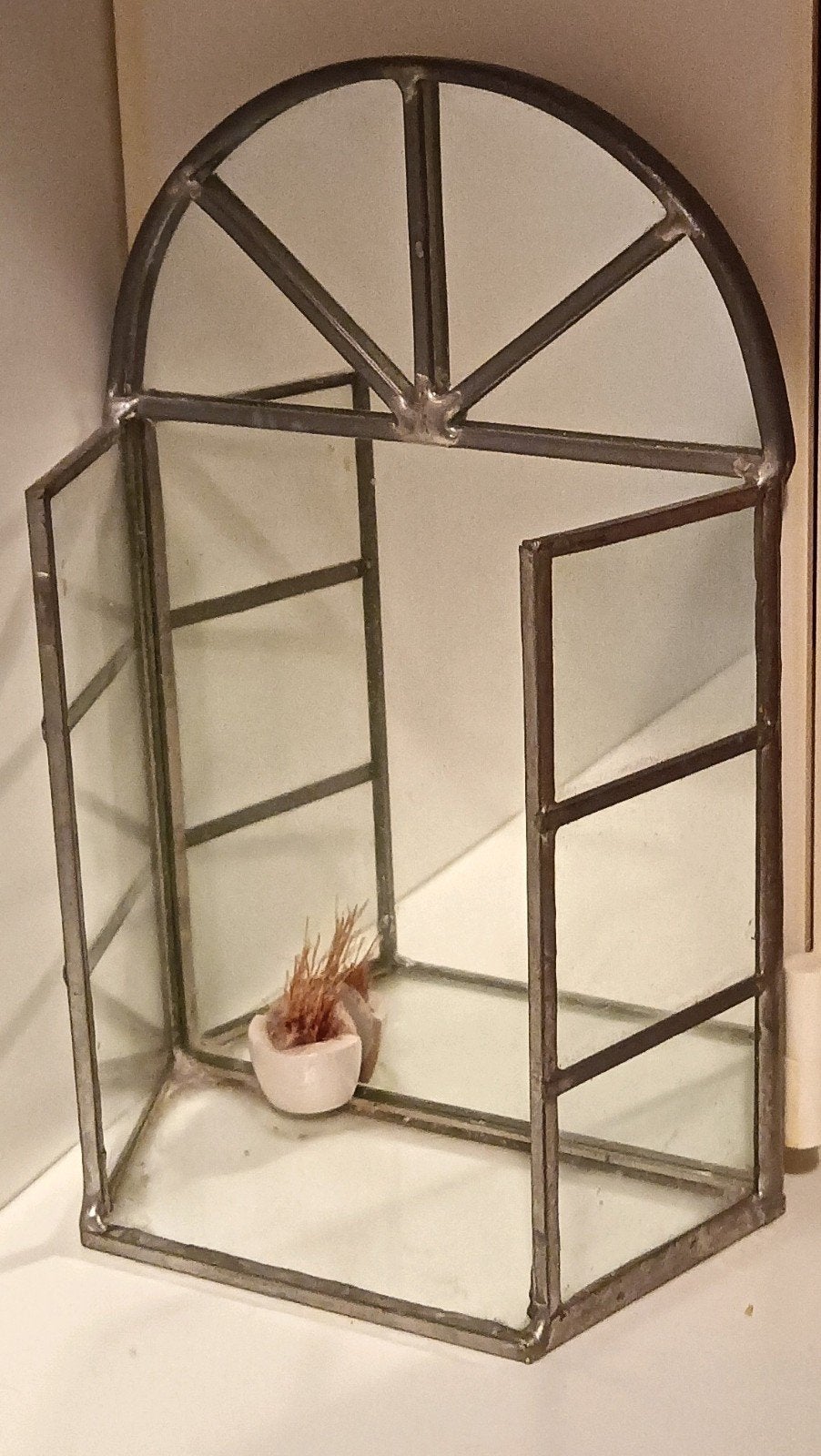 Decoratieve miniatuur spiegel glas in lood, Ophalen of Verzenden