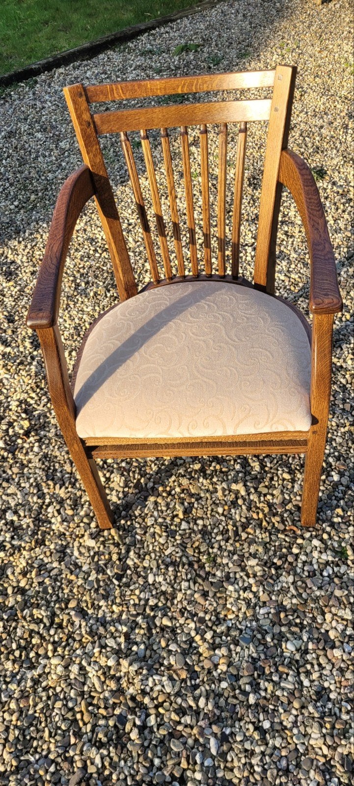 Vintage Eiken Damestoeltje met Stoffen Zitting, Ophalen