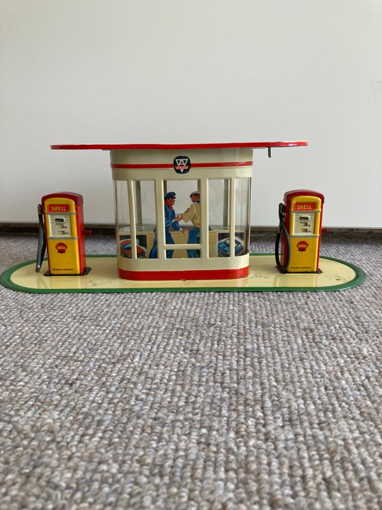 Blikken Speelgoed Arnold Shell benzine station., Antiek en Kunst, Ophalen of Verzenden