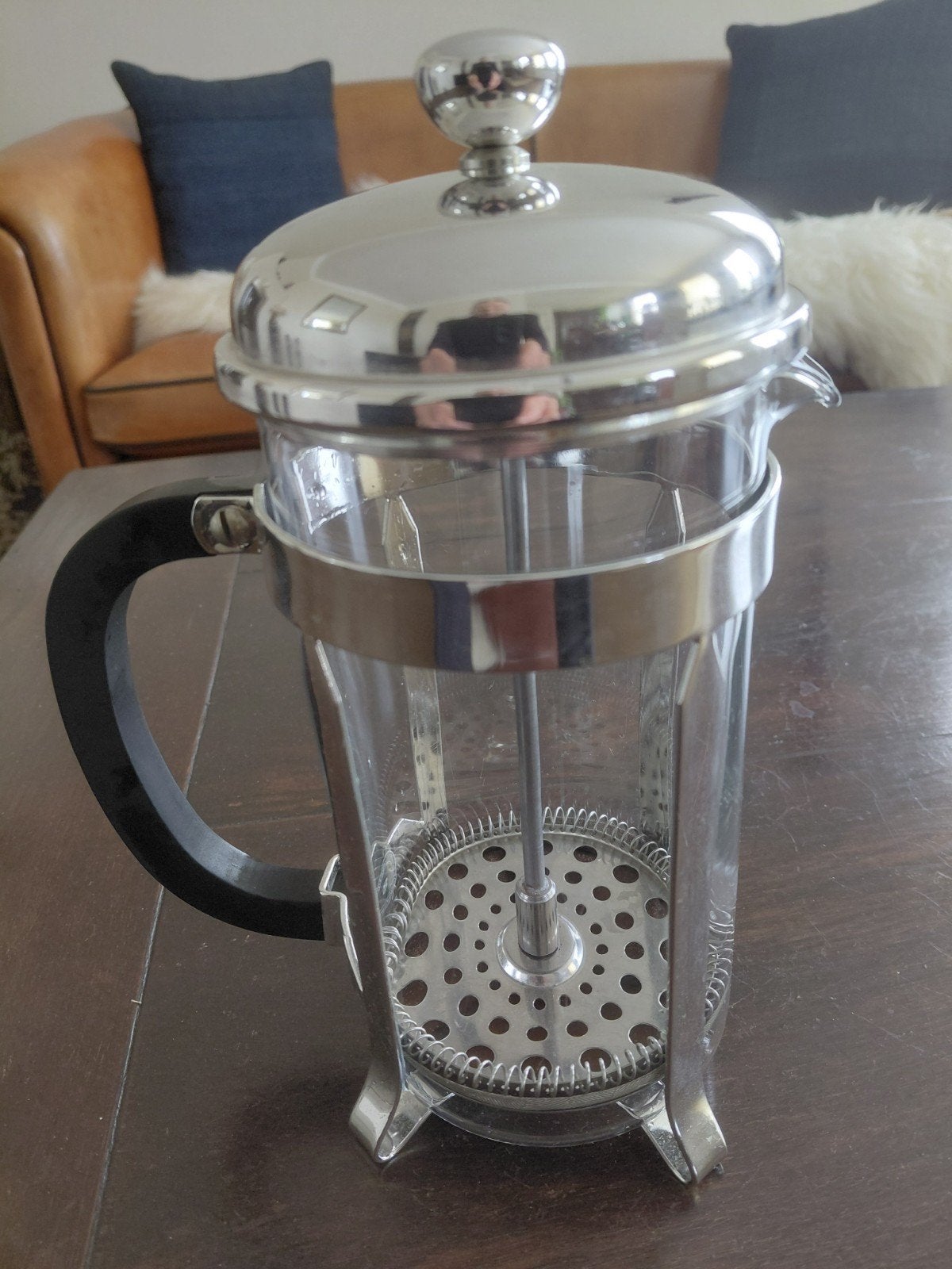 Glazen Cafetière / French Press, Huis en Inrichting, Overige typen, Zilver, Ophalen of Verzenden, Zo goed als nieuw