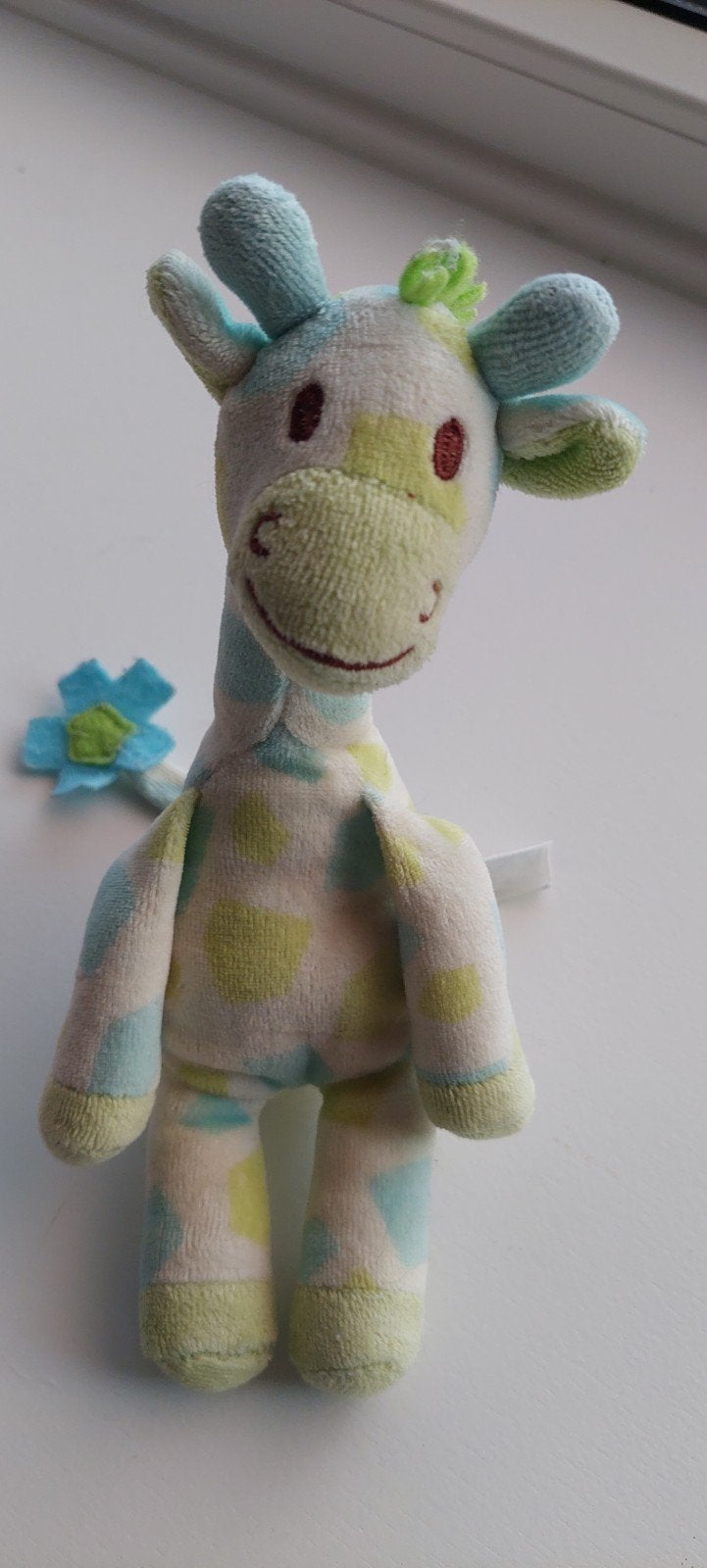 Schattige Happy Horse giraffe knuffel - crème/blauw/groen, Gebruikt, Giraf, Overige karakters, Happy Horse