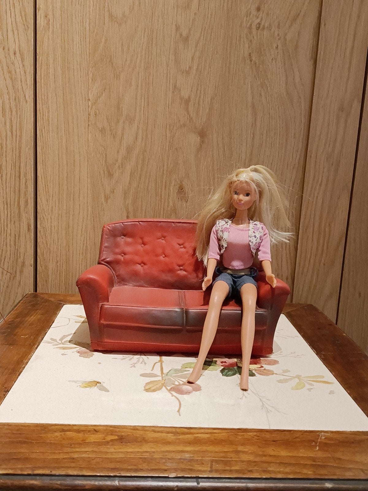 Mooi vintage Bank  (Barbie), Ophalen of Verzenden, Gebruikt, Poppenhuis