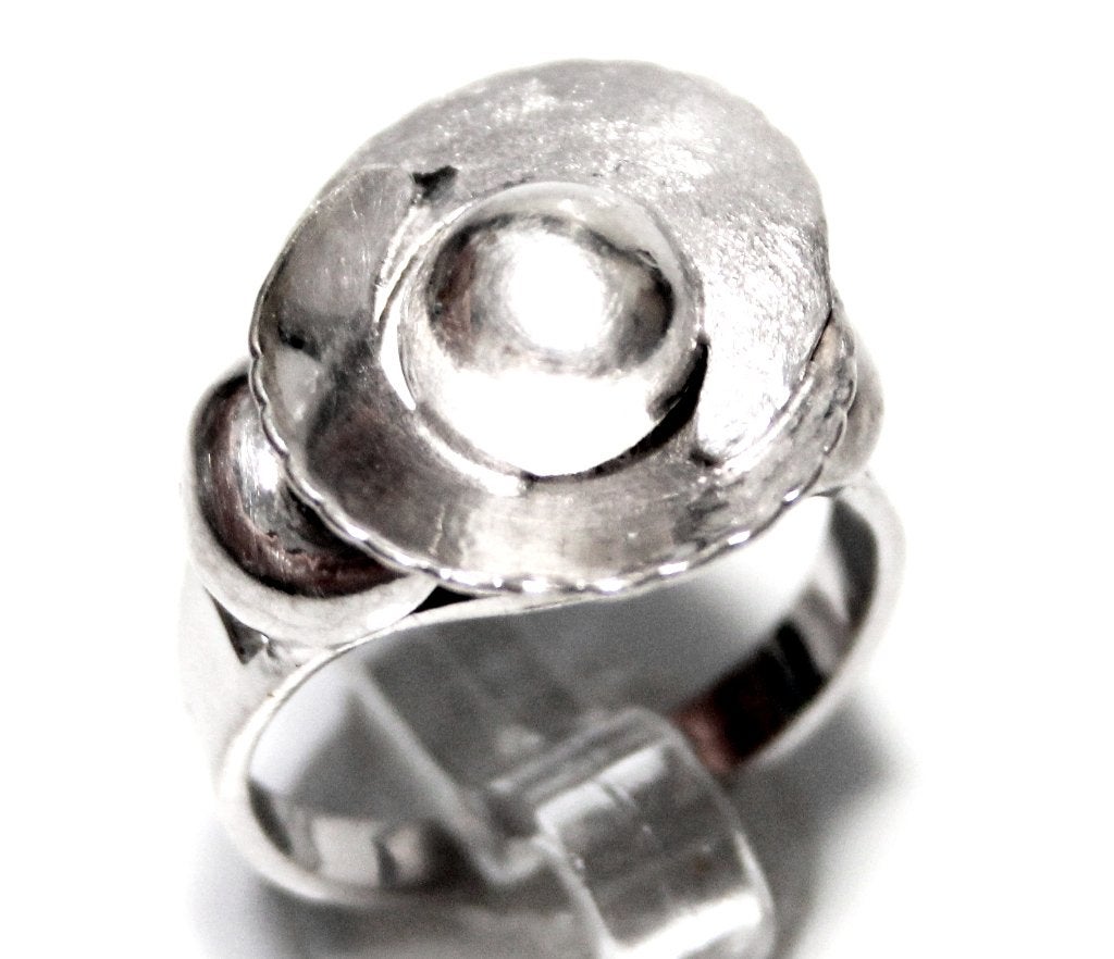 Schitterende Zilveren Bloem Design Ring, Ophalen of Verzenden, Zo goed als nieuw, 17 tot 18, Dame