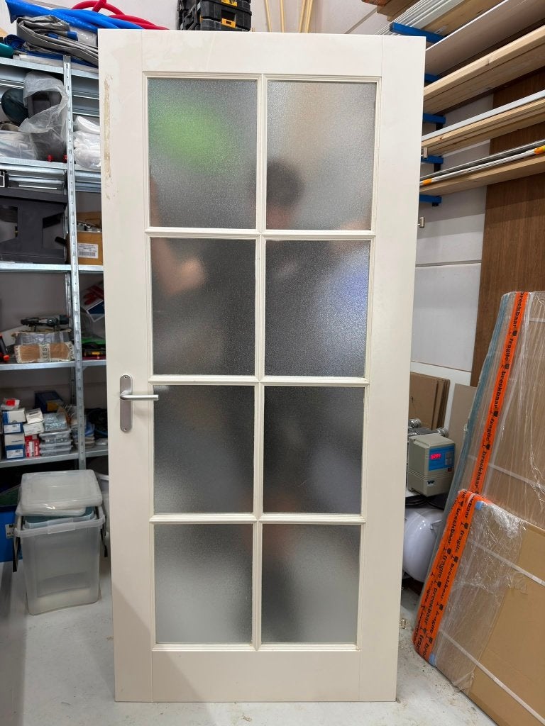 Binnendeur opdek met glas, Ophalen, Gebruikt, 80 tot 100 cm, Binnendeur