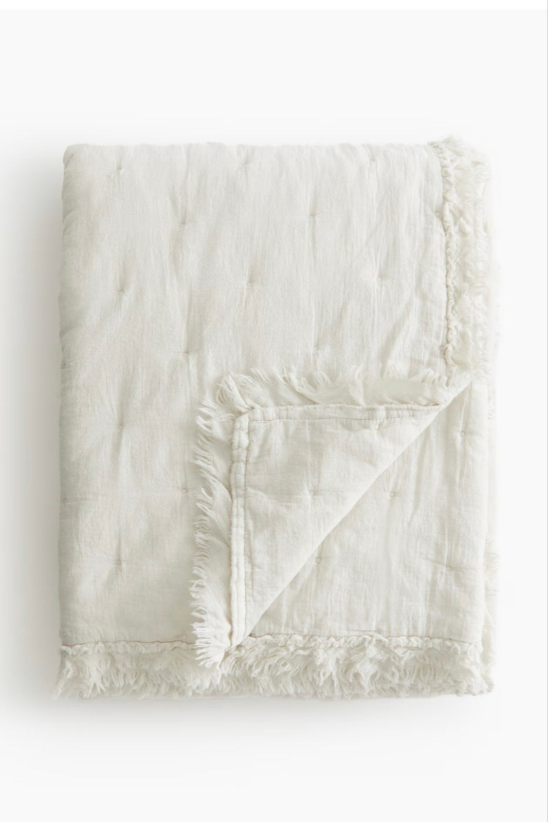 H&M Home sprei nieuw! - Wit/Crème met Franjes, Beige, Dekbedovertrek, Katoen, Ophalen of Verzenden