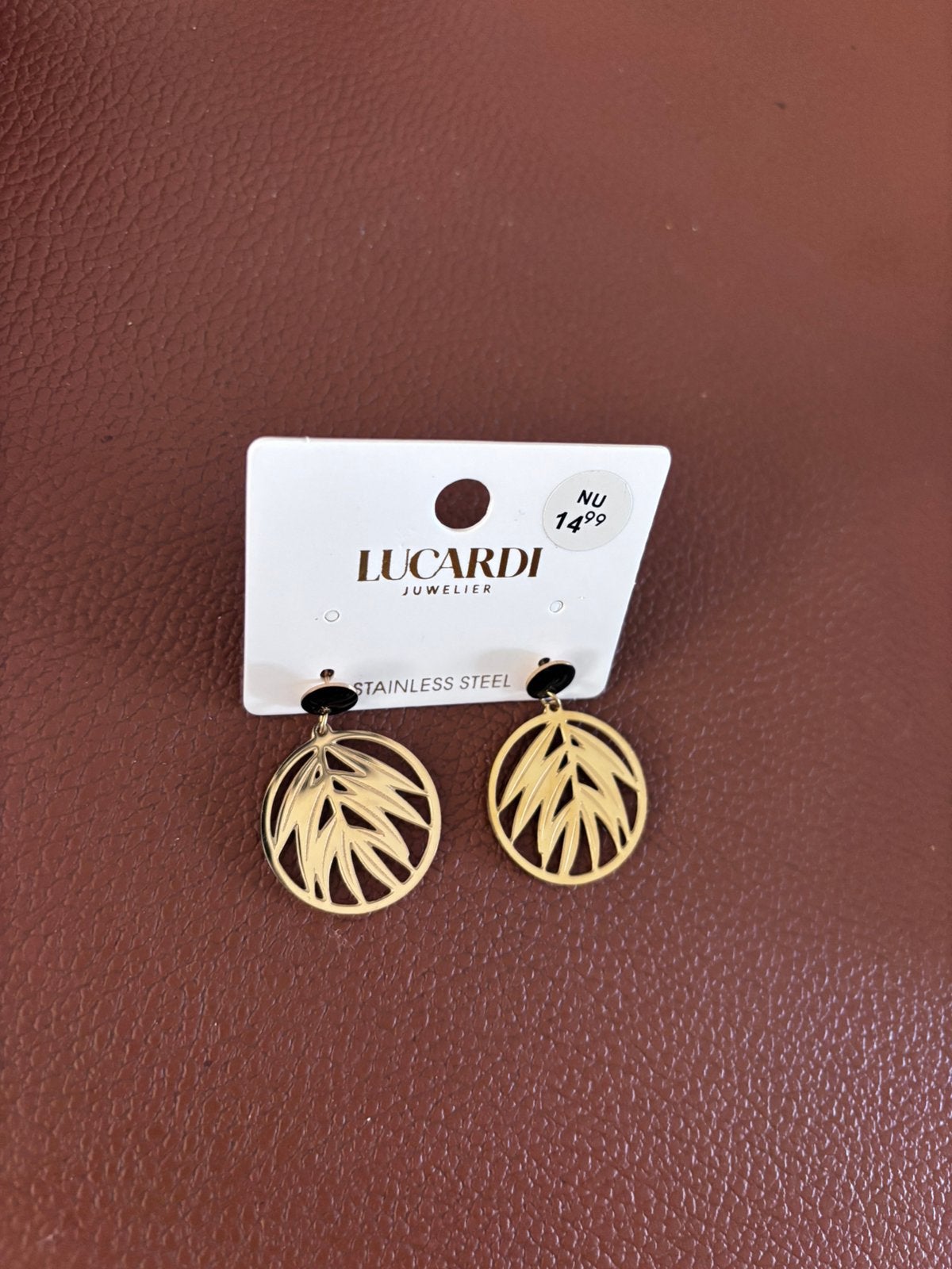 Goud kleurige oorbellen Lucardi nieuw, Overige materialen, Hangers, Nieuw, Ophalen of Verzenden